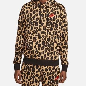 Nike (Matching Set) Sportswear Club Fleece Leopard Print Joggers/Hoodie